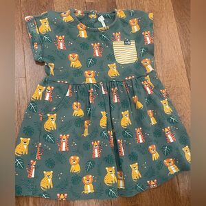 JoJo Maman Bebe Jungle Animal Dress - Green and Yellow